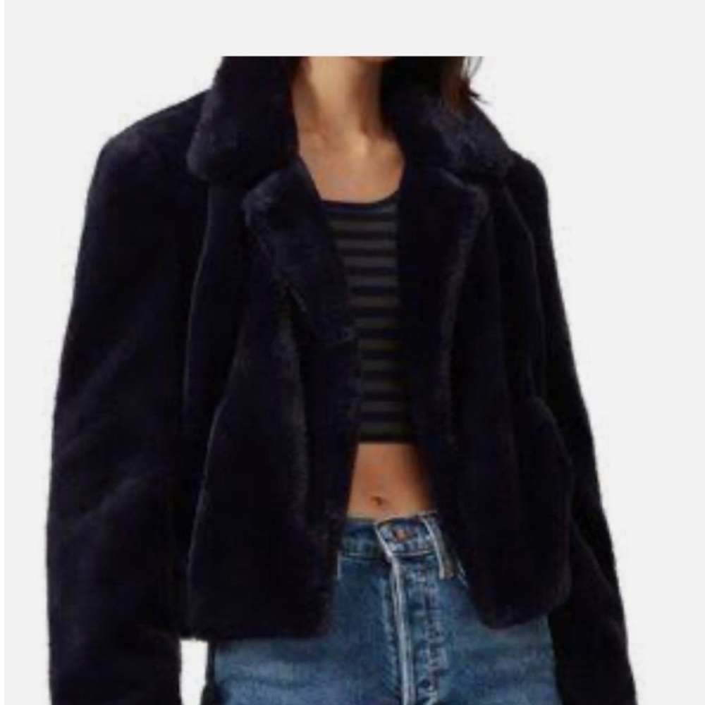Black faux fur cropped jacket